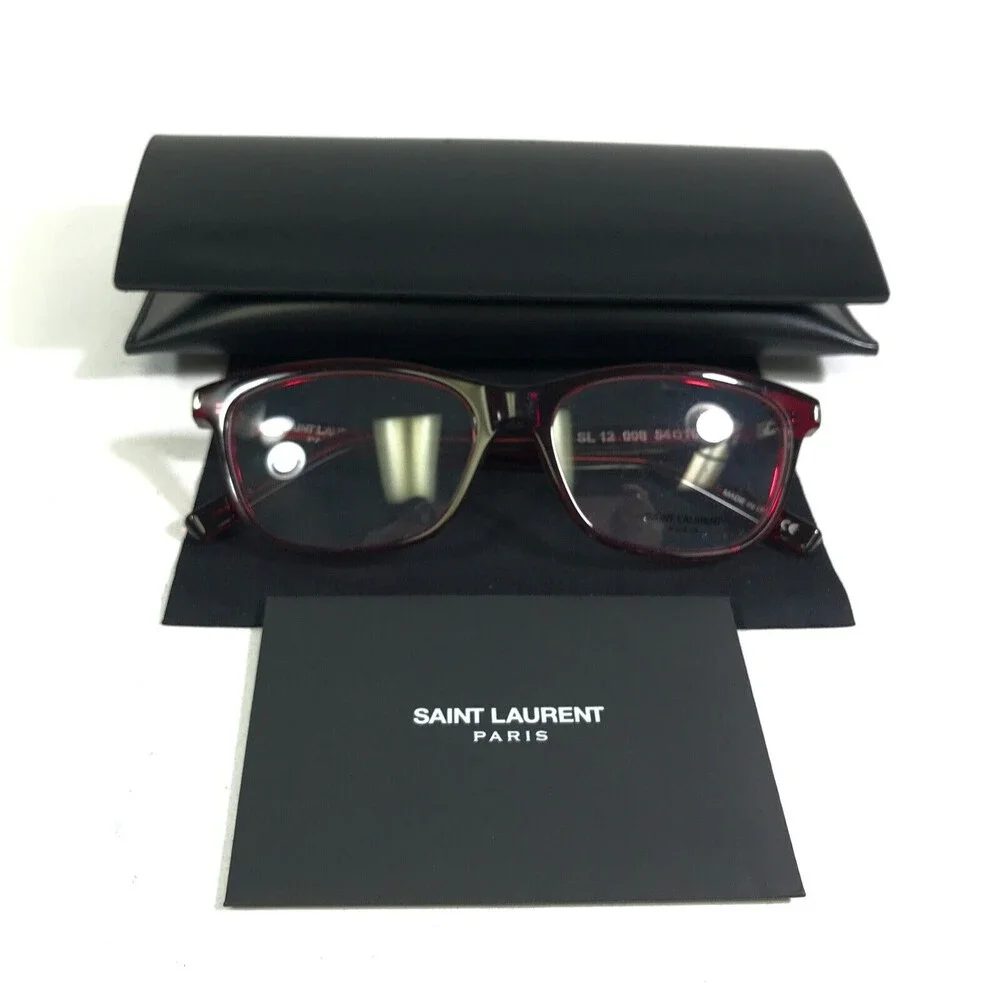 Saint Laurent Eyeglasses Frames SL12 008 Clear Red Square Full Rim 54-16-140